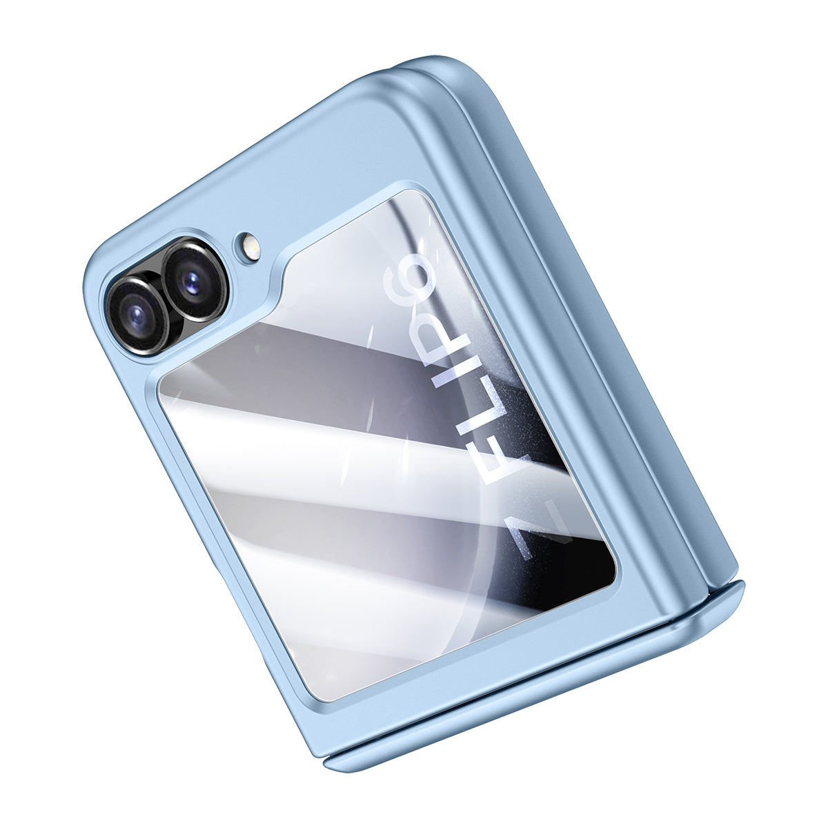 For Samsung Galaxy Z Flip6 5G Case Hinge Protection PC Phone Cover with Tempered Glass Rear Screen Film - Blue