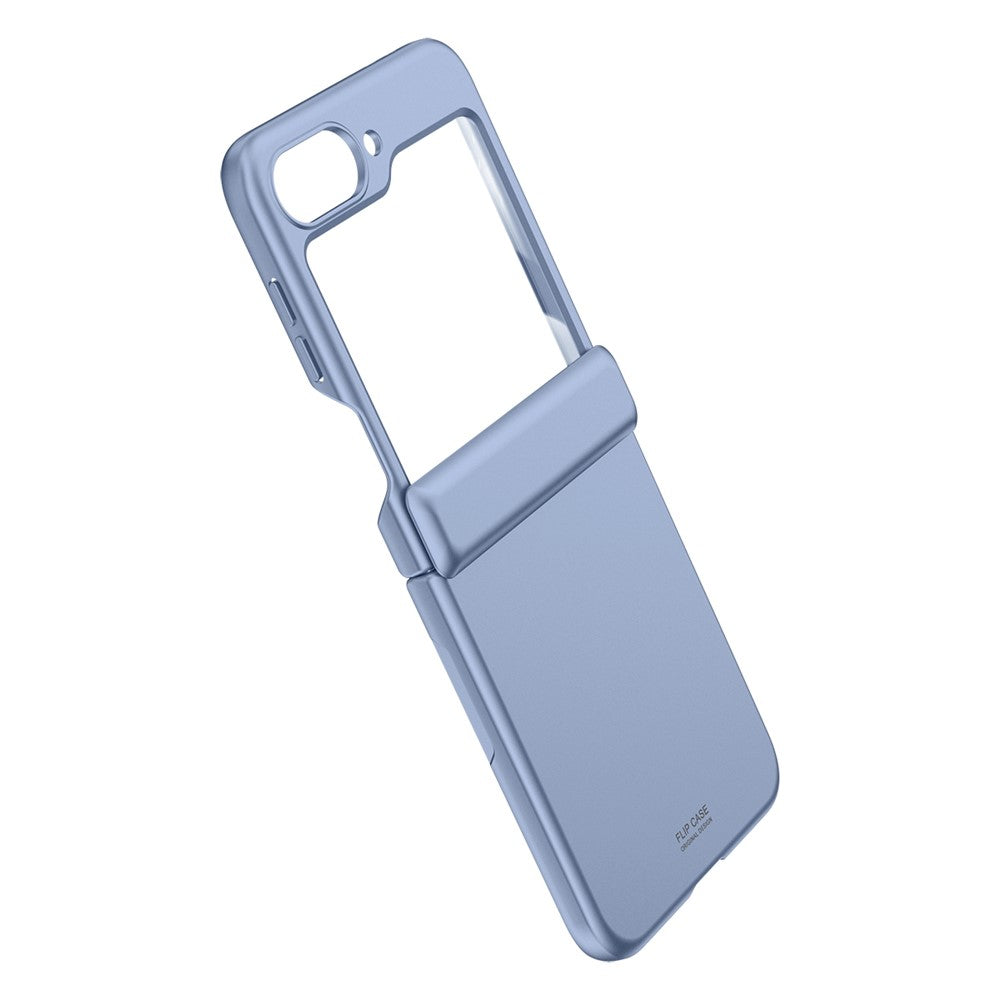 For Samsung Galaxy Z Flip7 FE 5G / Z Flip6 5G Case Hinge Protection PC Phone Cover with Tempered Glass Rear Screen Film - Blue