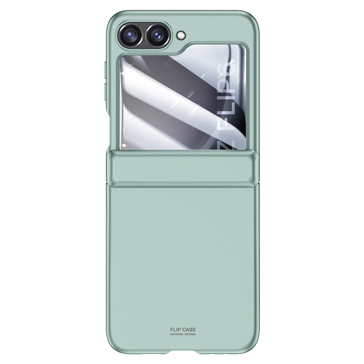 For Samsung Galaxy Z Flip6 5G Case Hinge Protection PC Phone Cover with Tempered Glass Rear Screen Film - Cyan