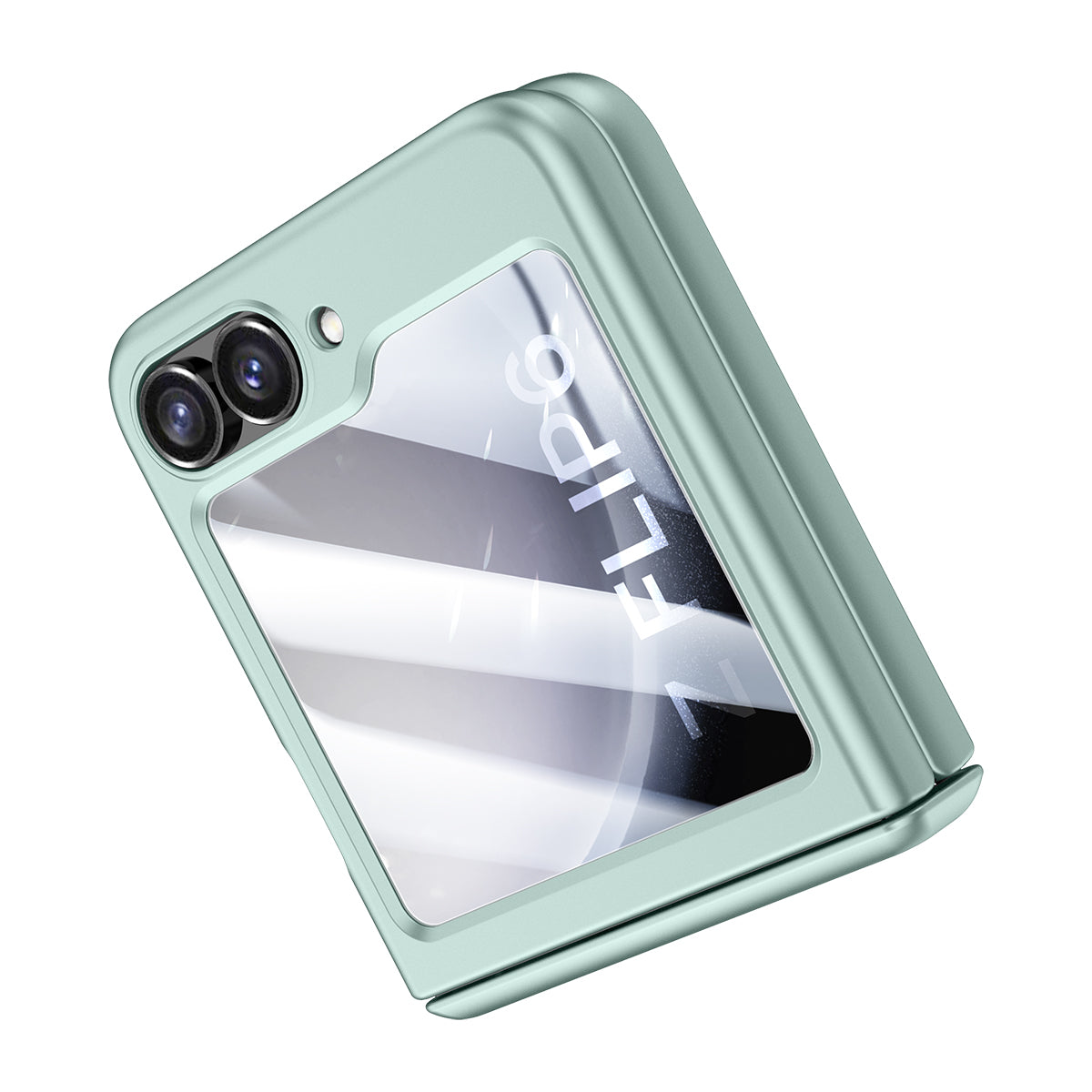 For Samsung Galaxy Z Flip6 5G Case Hinge Protection PC Phone Cover with Tempered Glass Rear Screen Film - Cyan