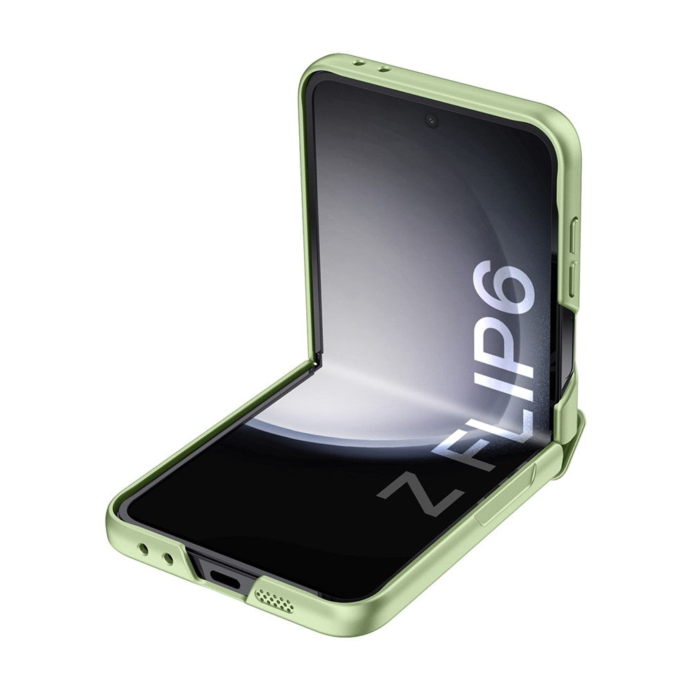 For Samsung Galaxy Z Flip7 FE 5G / Z Flip6 5G Case Hinge Protection PC Phone Cover with Tempered Glass Rear Screen Film - Cyan