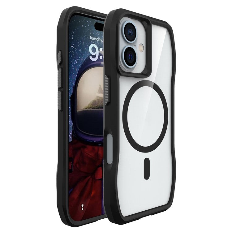 For iPhone 16 Plus Case TPU + PC Shock-Proof Phone Cover Solid Border Compatible with MagSafe - Black