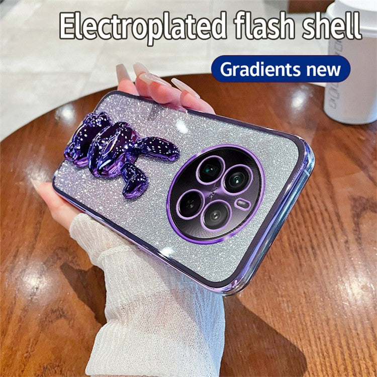 For Realme 12 Pro 5G / 12 Pro+ 5G Case PC+TPU Electroplating Glitter Rabbit Phone Cover - Purple