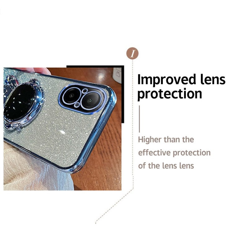 For Realme C67 4G Case Astronaut Kickstand PC+TPU Electroplating Phone Cover - Blue