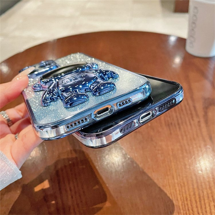 For Realme C67 4G Case Astronaut Kickstand PC+TPU Electroplating Phone Cover - Silver