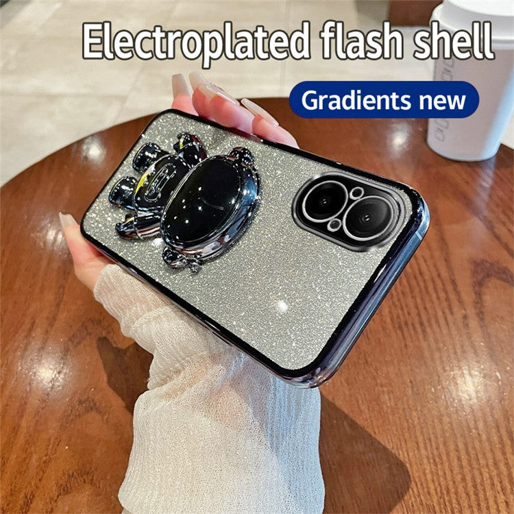 For Realme C67 4G Case Astronaut Kickstand PC+TPU Electroplating Phone Cover - Black