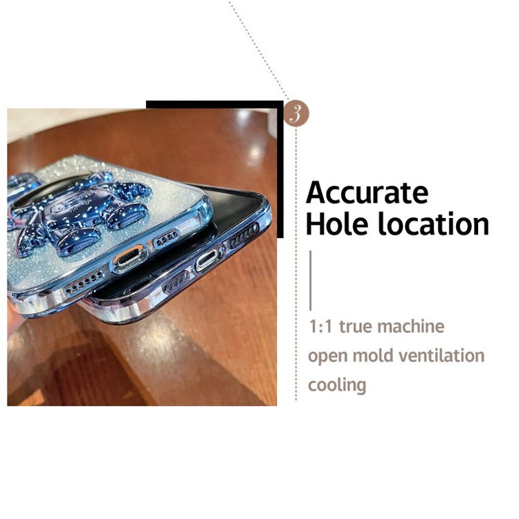 For Realme C67 4G Case Astronaut Kickstand PC+TPU Electroplating Phone Cover - Black