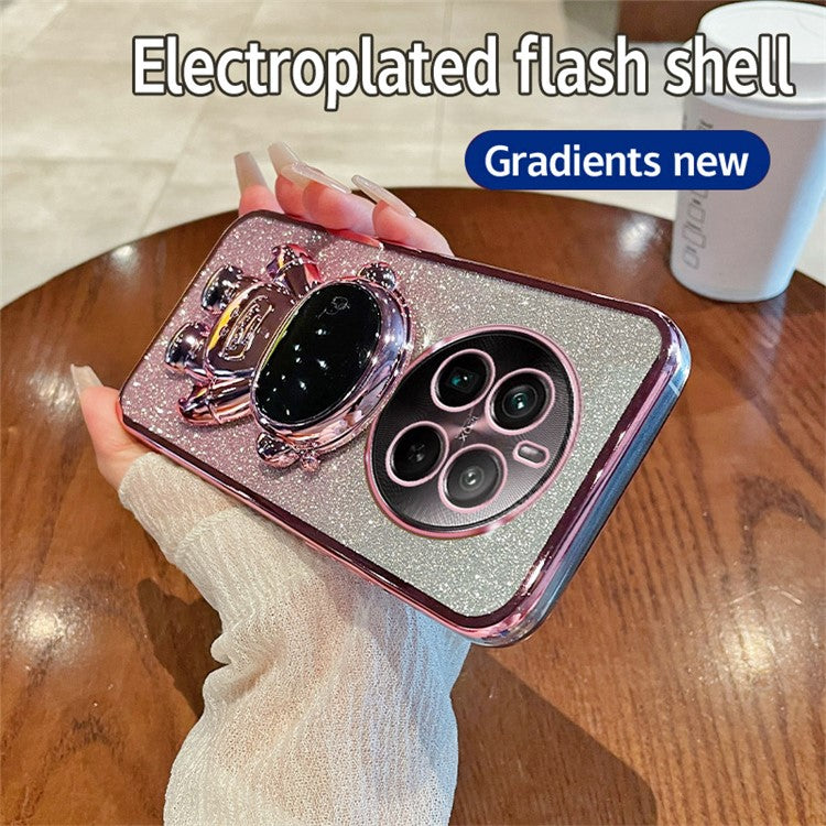 For Realme 12 Pro 5G / 12 Pro+ 5G Case Astronaut Glitter PC+TPU Phone Cover with Kickstand - Pink