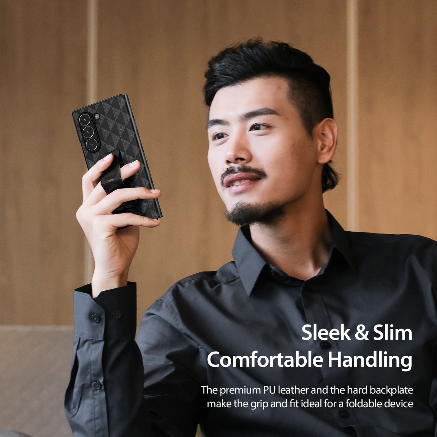DUX DUCIS Fitt Series for Samsung Galaxy Z Fold6 5G Case Leather Phone Cover with Card Slot Kickstand - Black