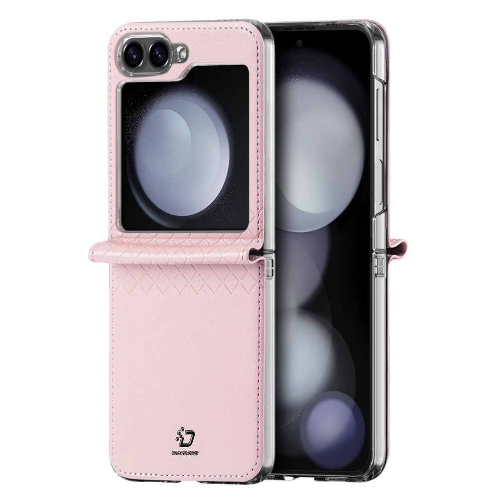 For Samsung Galaxy Z Flip7 FE 5G / Z Flip6 5G Magnetic Case DUX DUCIS Bril Series Leather+PC Phone Cover with Stand - Pink