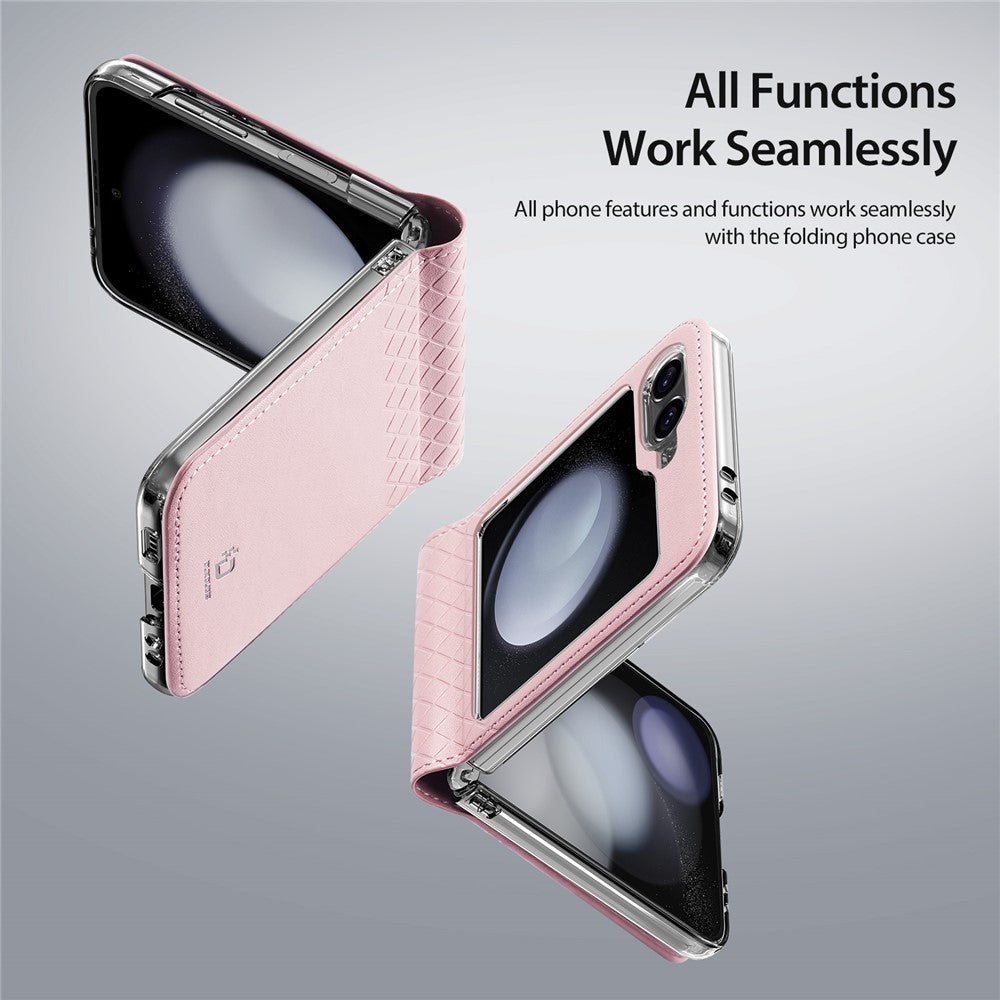 For Samsung Galaxy Z Flip7 FE 5G / Z Flip6 5G Magnetic Case DUX DUCIS Bril Series Leather+PC Phone Cover with Stand - Pink