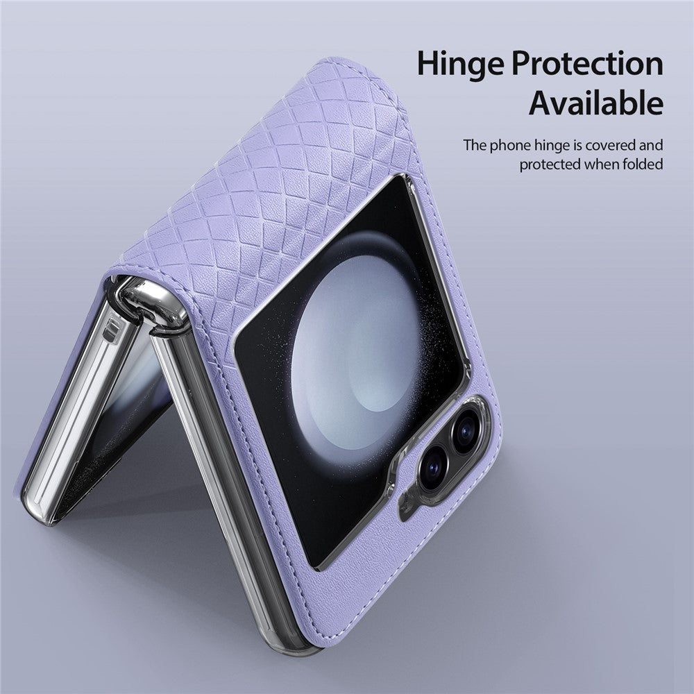 For Samsung Galaxy Z Flip7 FE 5G / Z Flip6 5G Magnetic Case DUX DUCIS Bril Series Leather+PC Phone Cover with Stand - Purple