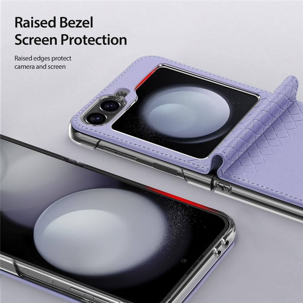 For Samsung Galaxy Z Flip7 FE 5G / Z Flip6 5G Magnetic Case DUX DUCIS Bril Series Leather+PC Phone Cover with Stand - Purple