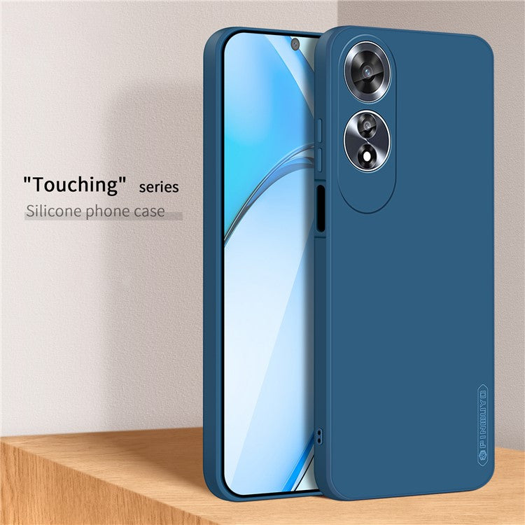 PINWUYO JK Touching Series For Oppo A60 4G Case TPU Phone Cover Fiber Flocking Lining - Navy Blue