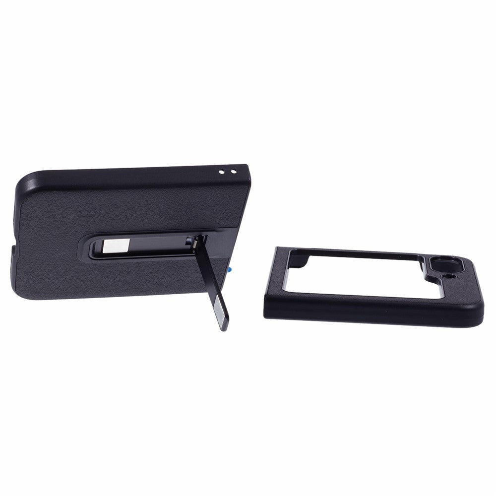 X-LEVEL For Samsung Galaxy Z Flip7 FE 5G / Z Flip6 5G Magnetic Kickstand Folding Phone Case PU Leather Coated PC Cover - Black