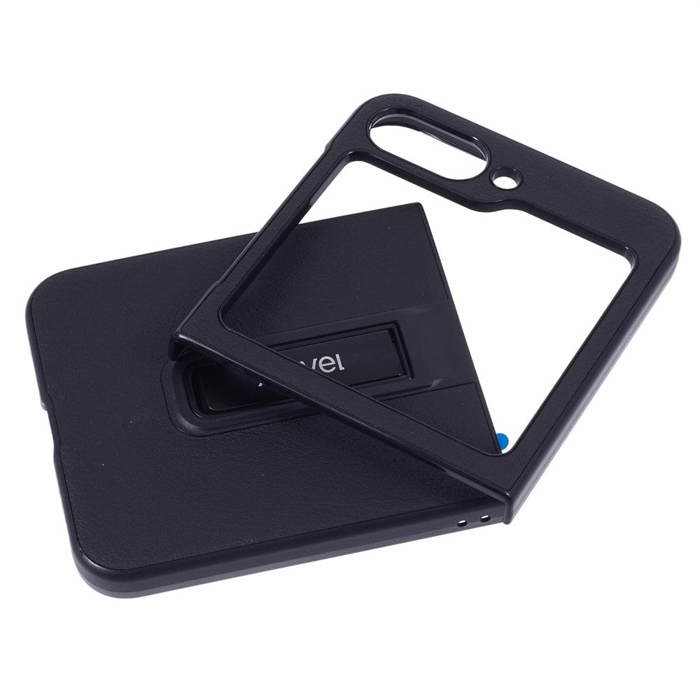 X-LEVEL For Samsung Galaxy Z Flip7 FE 5G / Z Flip6 5G Magnetic Kickstand Folding Phone Case PU Leather Coated PC Cover - Black