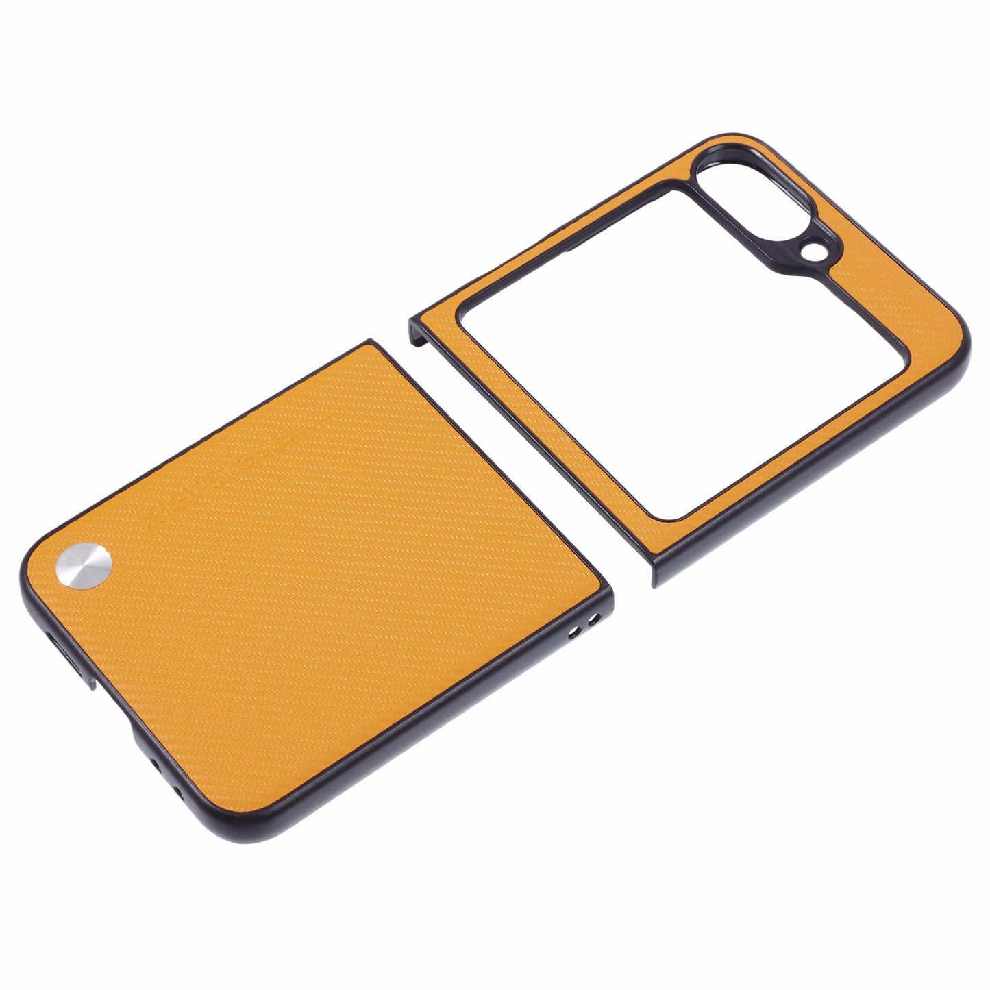 X-LEVEL Phone Case for Samsung Galaxy Z Flip6 5G Carbon Fiber Texture PU Leather+PC Phone Cover - Orange