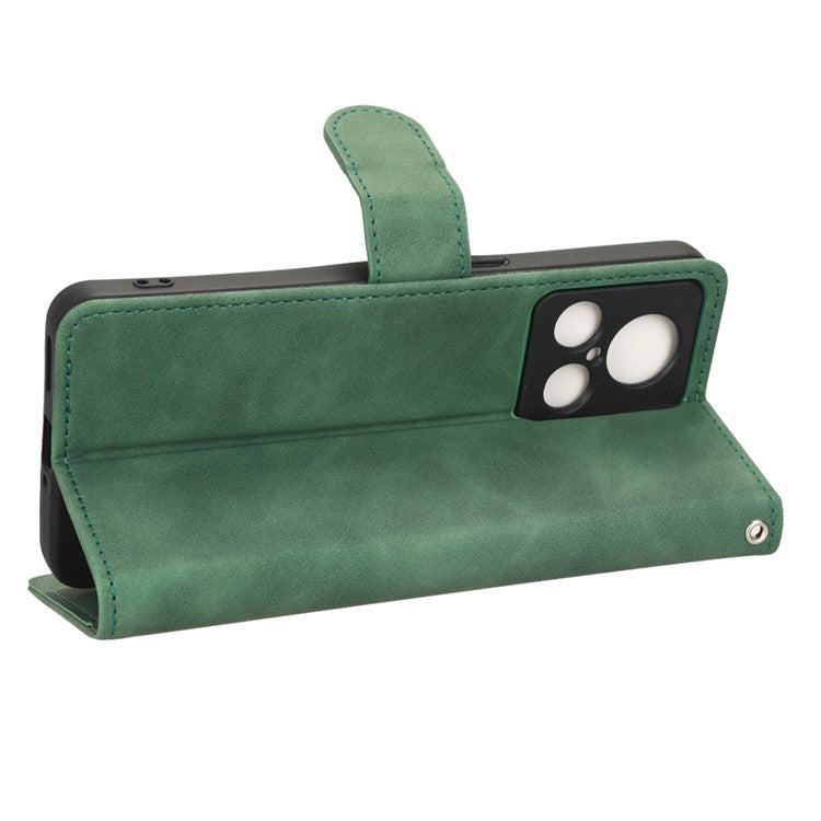 For Realme GT2 Explorer Master 5G PU Leather Skin-touch Feeling Stand Phone Case Folio Flip Wallet Magnetic Clasp Cover - Green