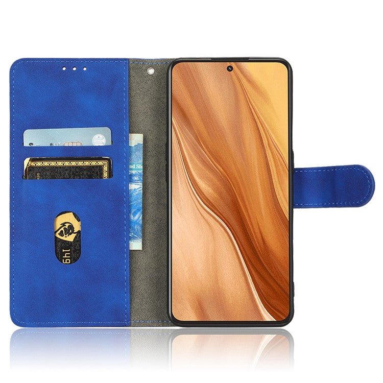 For Realme GT2 Explorer Master 5G PU Leather Skin-touch Feeling Stand Phone Case Folio Flip Wallet Magnetic Clasp Cover - Blue