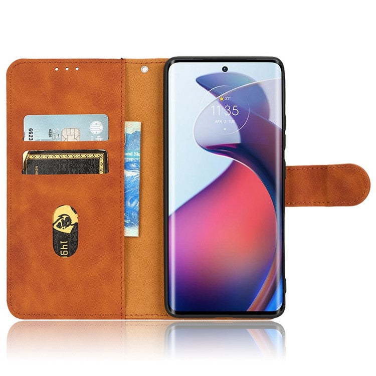 For Motorola Moto S30 Pro 5G PU Leather Wallet Stand Phone Cover Skin-touch Feeling Drop-proof Folio Flip Case - Brown