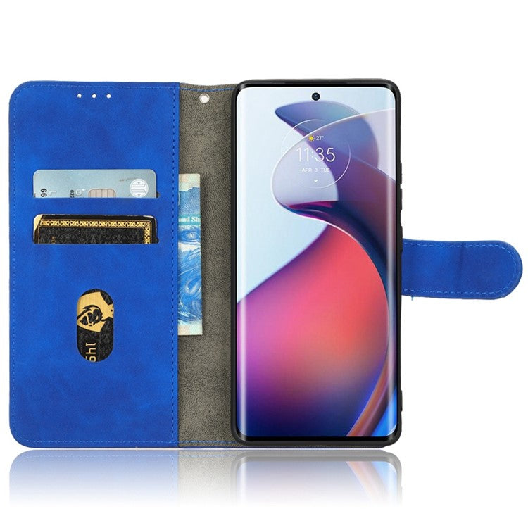 For Motorola Moto S30 Pro 5G PU Leather Wallet Stand Phone Cover Skin-touch Feeling Drop-proof Folio Flip Case - Blue