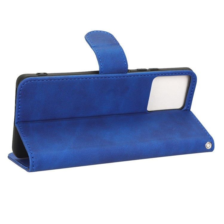 For Motorola Moto S30 Pro 5G PU Leather Wallet Stand Phone Cover Skin-touch Feeling Drop-proof Folio Flip Case - Blue