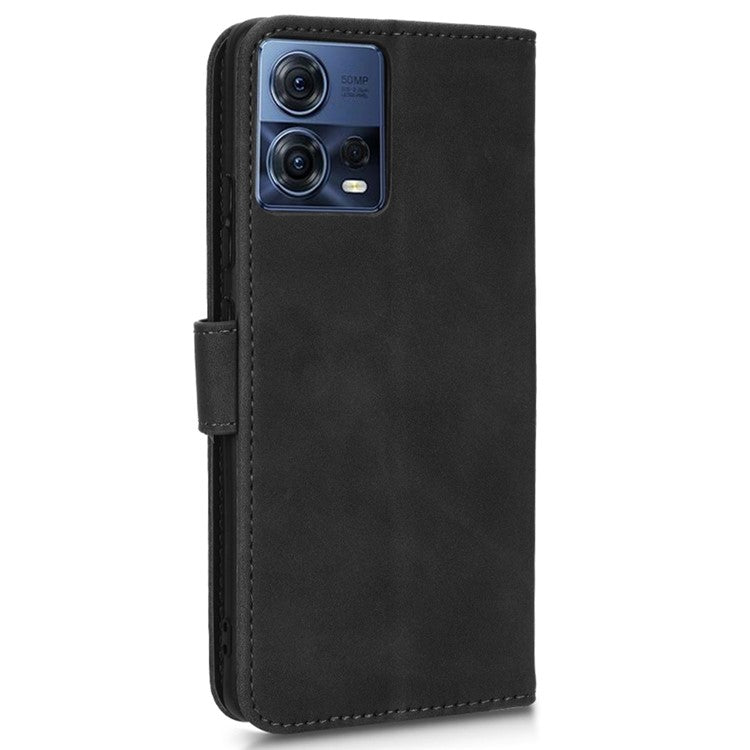 For Motorola Moto S30 Pro 5G PU Leather Wallet Stand Phone Cover Skin-touch Feeling Drop-proof Folio Flip Case - Black