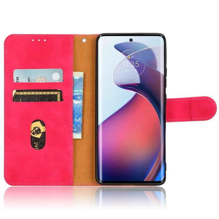 For Motorola Moto S30 Pro 5G PU Leather Wallet Stand Phone Cover Skin-touch Feeling Drop-proof Folio Flip Case - Red