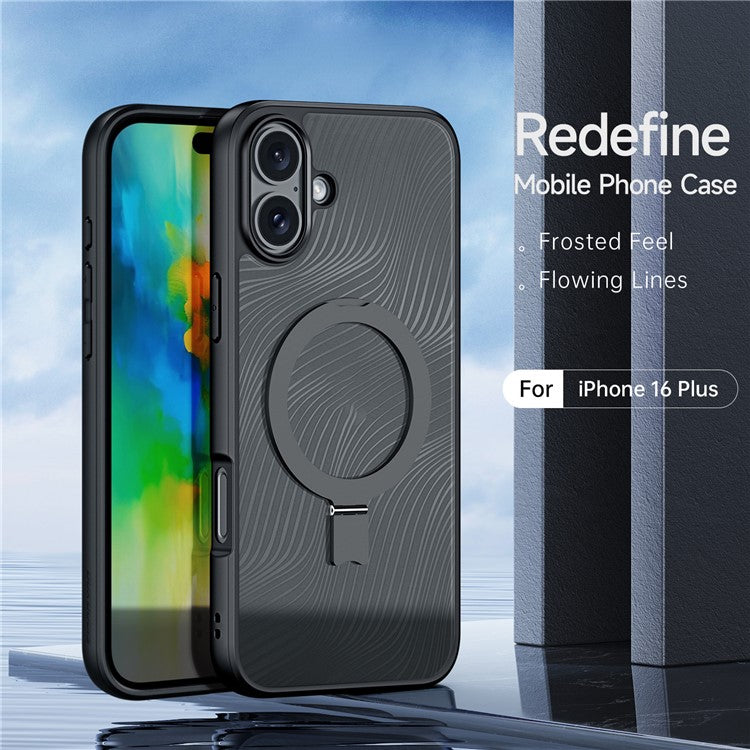 DUX DUCIS Aimo Series for iPhone 16 Magnetic Case TPU+PC Phone Cover Kickstand (REACH Certification) - Black