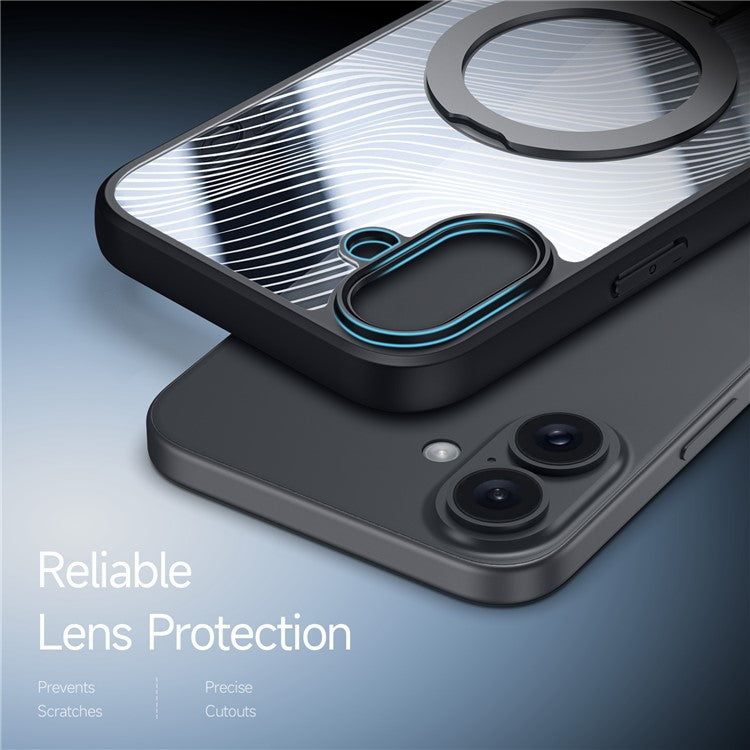 DUX DUCIS Aimo Series for iPhone 16 Magnetic Case TPU+PC Phone Cover Kickstand (REACH Certification) - Black