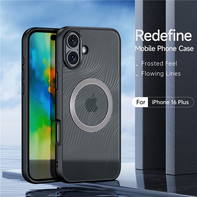 DUX DUCIS Aimo Series for iPhone 16 Plus Magnetic Case PC+TPU Protective Phone Cover (REACH Certification) - Black