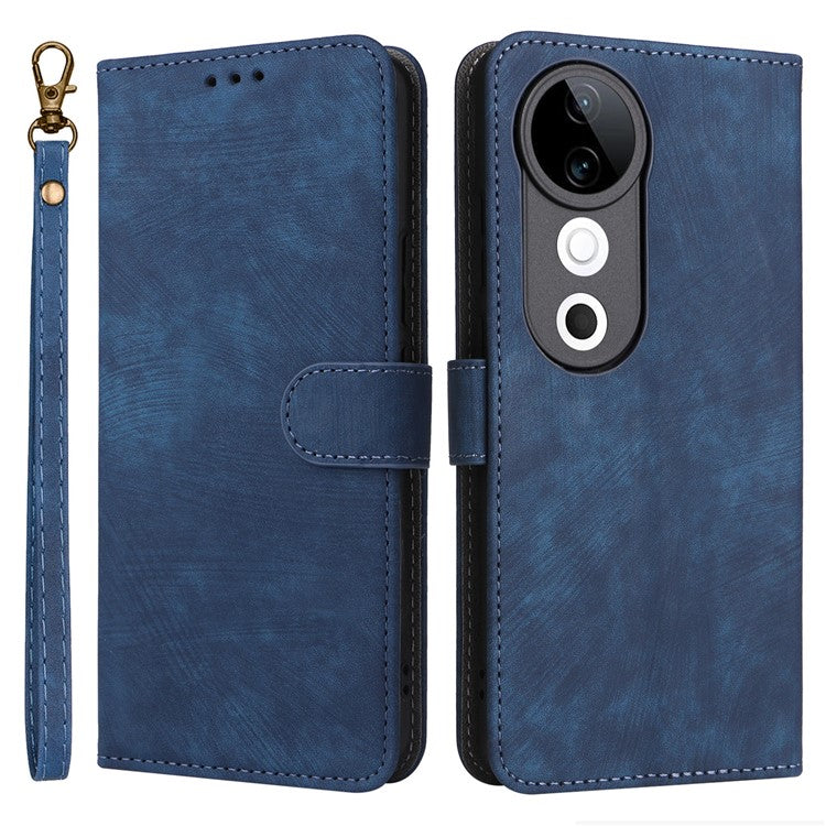 For vivo S19 5G Case RFID Blocking PU Leather Wallet Phone Cover - Blue