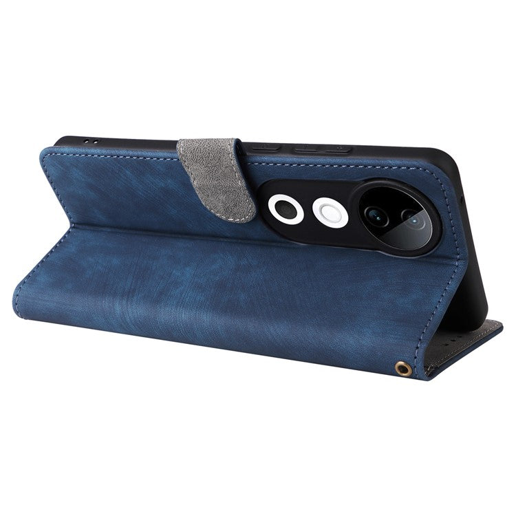 For vivo S19 5G Case RFID Blocking PU Leather Wallet Phone Cover - Blue