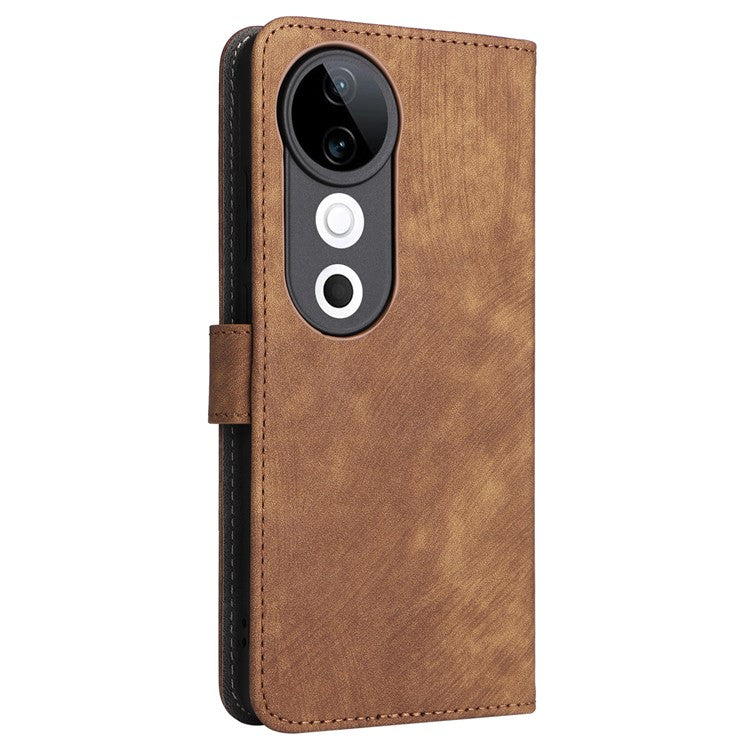 For vivo S19 5G Case RFID Blocking PU Leather Wallet Phone Cover - Brown