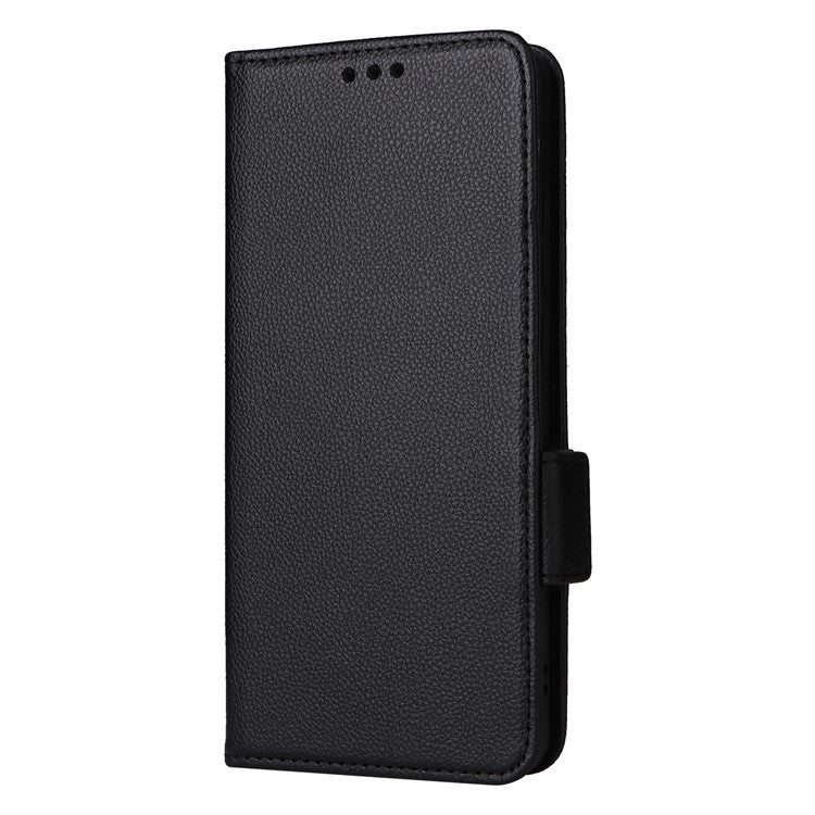 For vivo S19 5G Case with Strap Leather Phone Cover Litchi Texture Horizontal Flip - Black