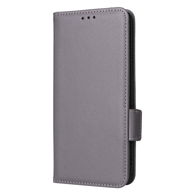 For vivo S19 5G Case with Strap Leather Phone Cover Litchi Texture Horizontal Flip - Grey