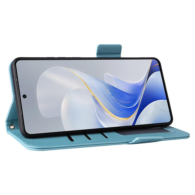 For vivo S19 5G Case with Strap Leather Phone Cover Litchi Texture Horizontal Flip - Baby Blue