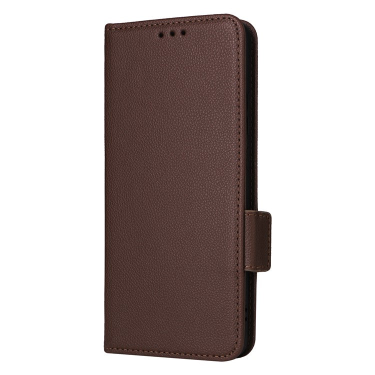 For vivo S19 5G Case with Strap Leather Phone Cover Litchi Texture Horizontal Flip - Brown
