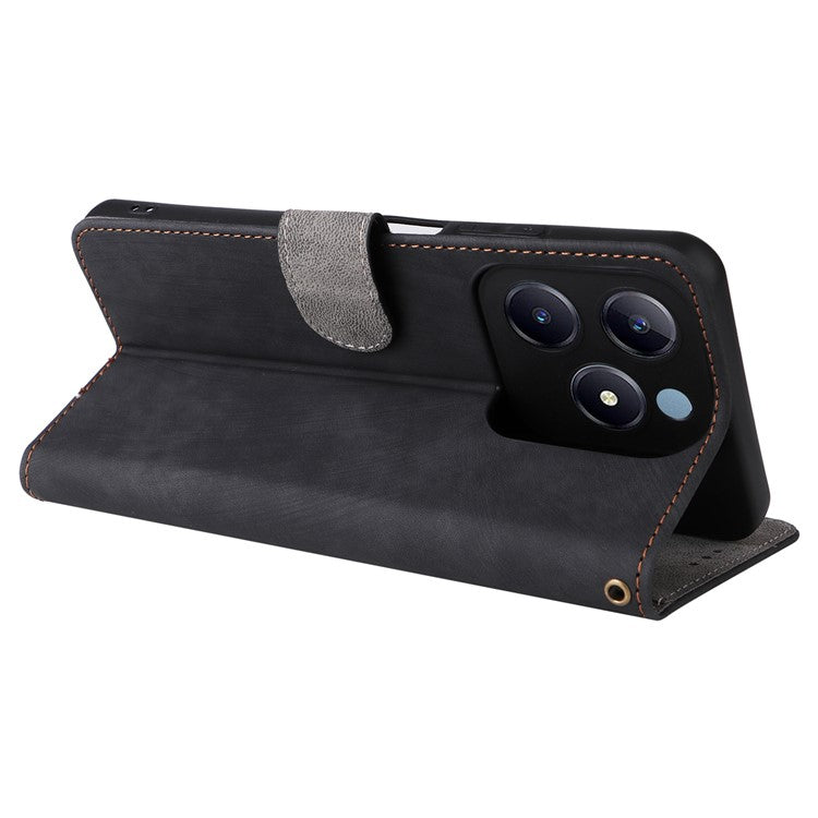 For Realme C63 4G / Narzo N63 4G / C61 4G Stand Case RFID Blocking Leather Phone Cover with Strap - Black