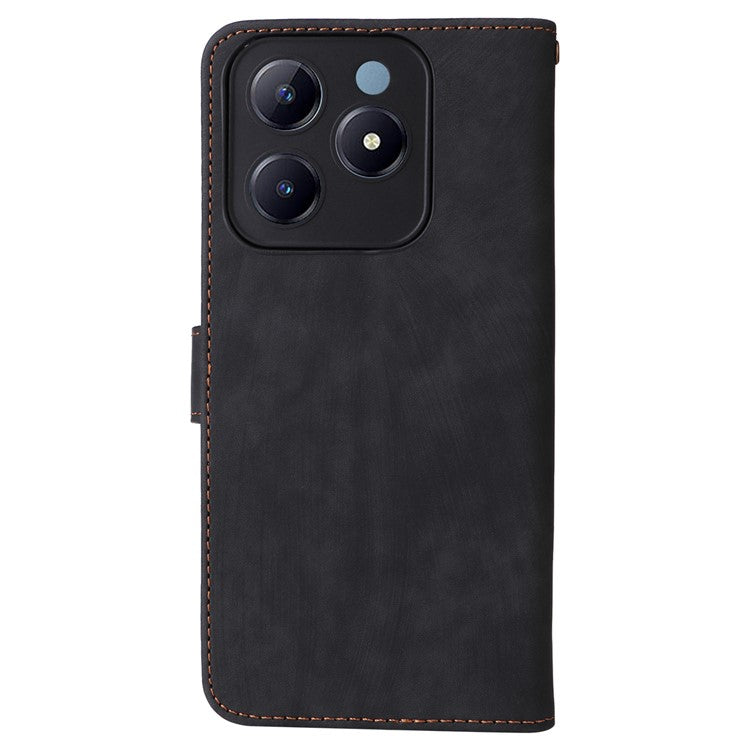 For Realme C63 4G / Narzo N63 4G / C61 4G Stand Case RFID Blocking Leather Phone Cover with Strap - Black