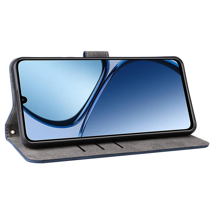 For Realme C63 4G / Narzo N63 4G / C61 4G Stand Case RFID Blocking Leather Phone Cover with Strap - Blue