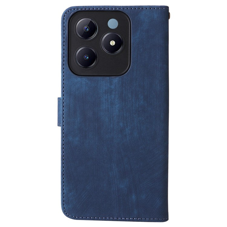 For Realme C63 4G / Narzo N63 4G / C61 4G Stand Case RFID Blocking Leather Phone Cover with Strap - Blue