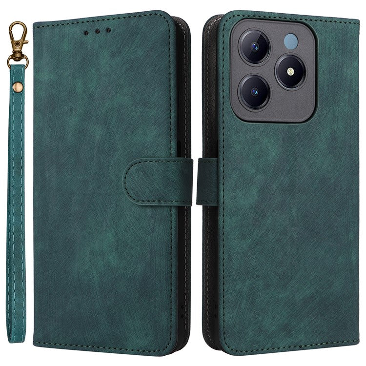 For Realme C63 4G / Narzo N63 4G / C61 4G Stand Case RFID Blocking Leather Phone Cover with Strap - Green