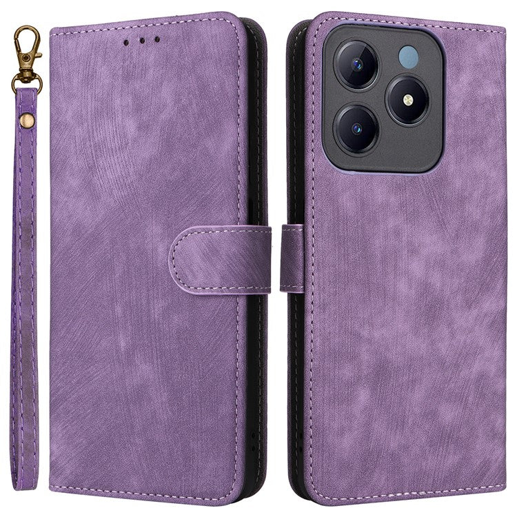 For Realme C63 4G / Narzo N63 4G / C61 4G Stand Case RFID Blocking Leather Phone Cover with Strap - Purple