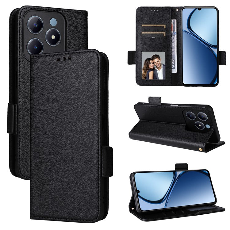 For Realme C63 4G / C61 4G / Narzo N63 4G Case Wallet Leather Phone Cover - Black