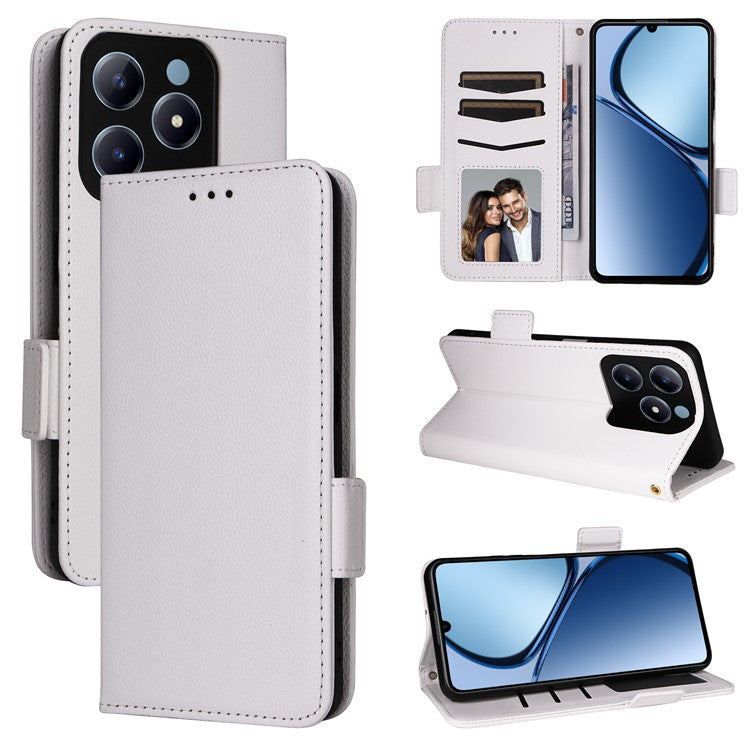 For Realme C63 4G / C61 4G / Narzo N63 4G Case Wallet Leather Phone Cover - White