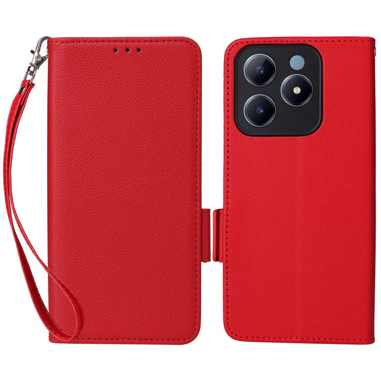 For Realme C63 4G / C61 4G / Narzo N63 4G Case Wallet Leather Phone Cover - Red