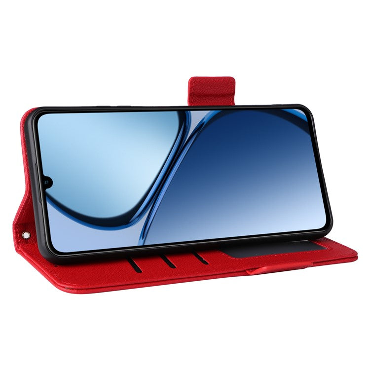 For Realme C63 4G / C61 4G / Narzo N63 4G Case Wallet Leather Phone Cover - Red