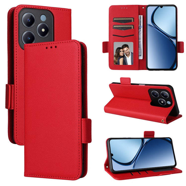 For Realme C63 4G / C61 4G / Narzo N63 4G Case Wallet Leather Phone Cover - Red