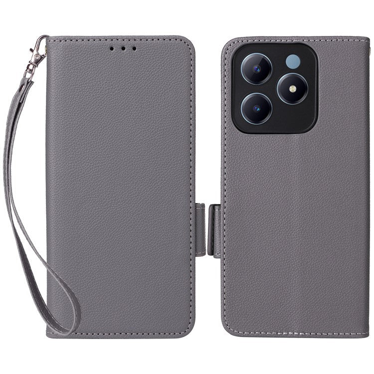 For Realme C63 4G / C61 4G / Narzo N63 4G Case Wallet Leather Phone Cover - Grey